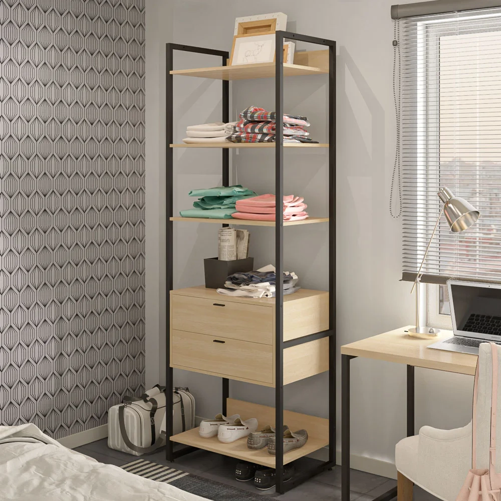 Guarda Roupa Closet 2 Gavetas Indy F02 Nature Texturizado - Mpozenato