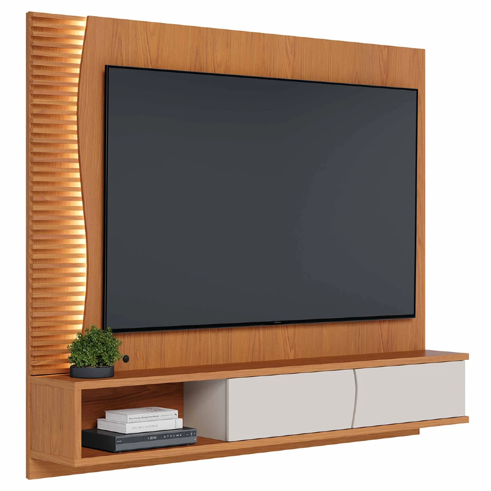 Painel TV 65 Pol e Bancada Suspensa Sintra Freijó/Off White C05 - Mpozenato