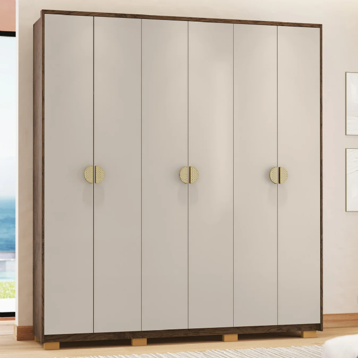Guarda Roupa Casal 203cm Com 6 Portas Noronha Imbuia/Fendi - Vila Rica
