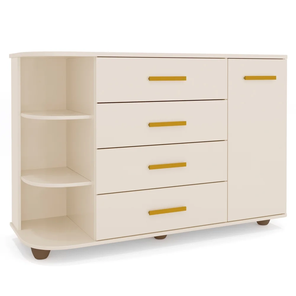 Cômoda Infantil com Cantoneira e 4 Gavetas 100% MDF New Lorena Off White - Phoenix
