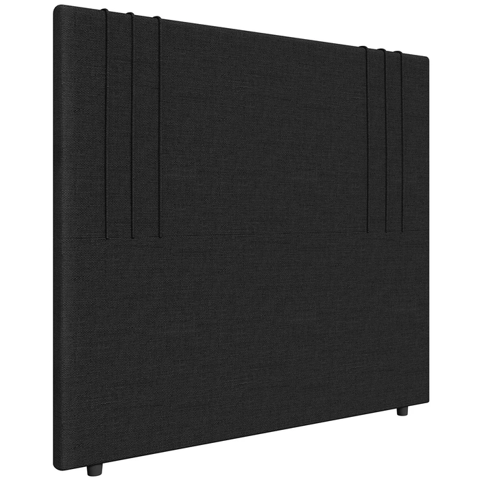 Cabeceira Cama Box King 193cm Estofada Rama Linho Preto Z04 - Mpozenato