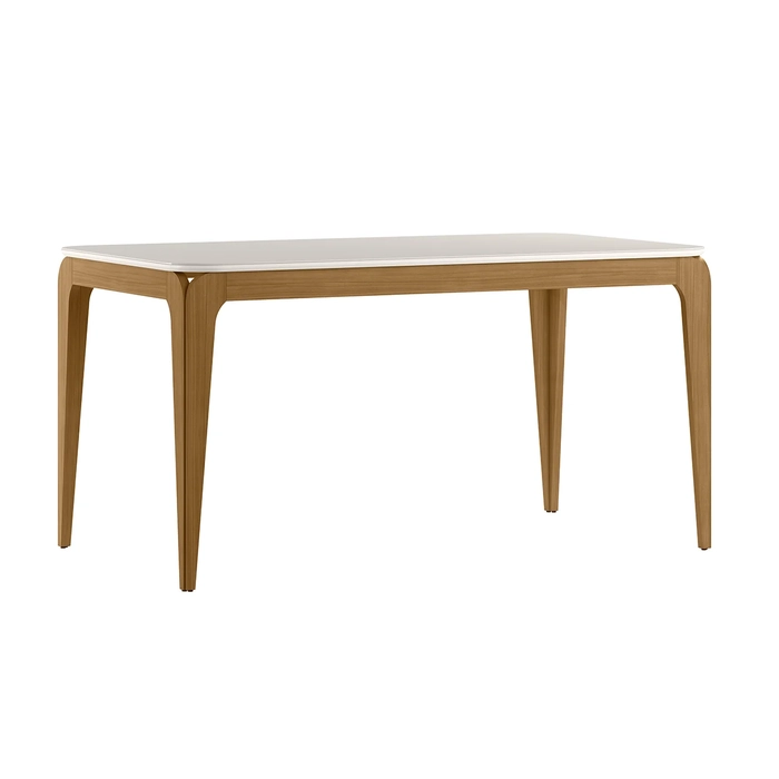 Mesa de Jantar Retangular 160cm 6 Lugares Yuma Ypê/Off N02  - Mpozenato