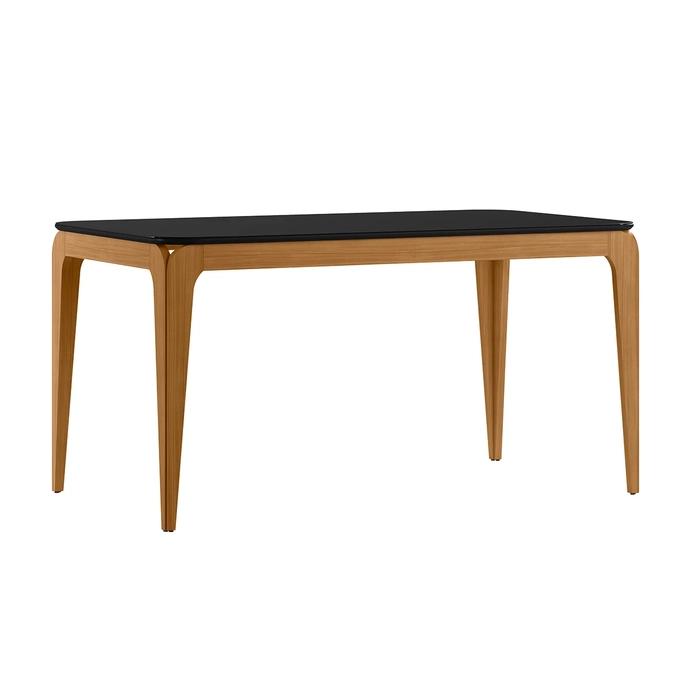 Mesa de Jantar Retangular 160cm 6 Lugares Yuma Ypê/Preto N02 - Mpozenato