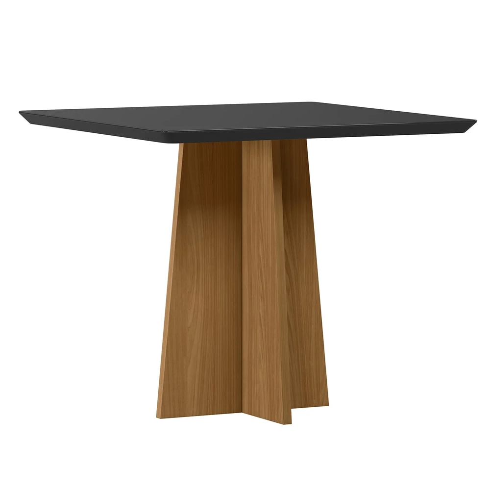 Mesa de Jantar Quadrada 90cm 4 Lugares Zuma Ypê/Preto N02   - Mpozenato