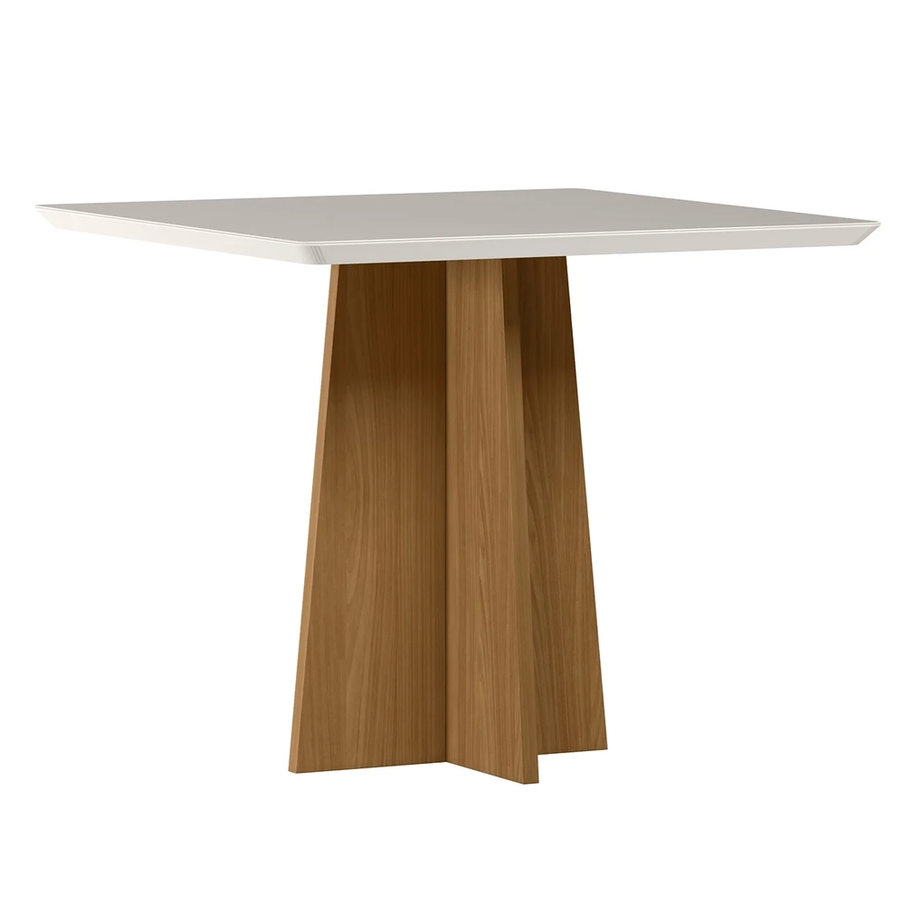 Mesa de Jantar Quadrada 90cm 4 Lugares Zuma Ypê/Off N02     - Mpozenato