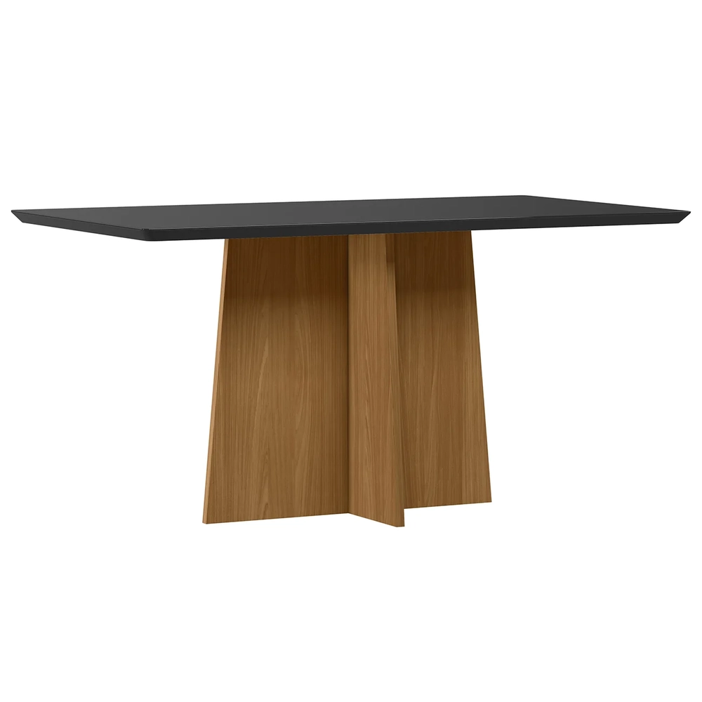 Mesa de Jantar Retangular 160cm 6 Lugares Zuma Ypê/Preto N02 - Mpozenato