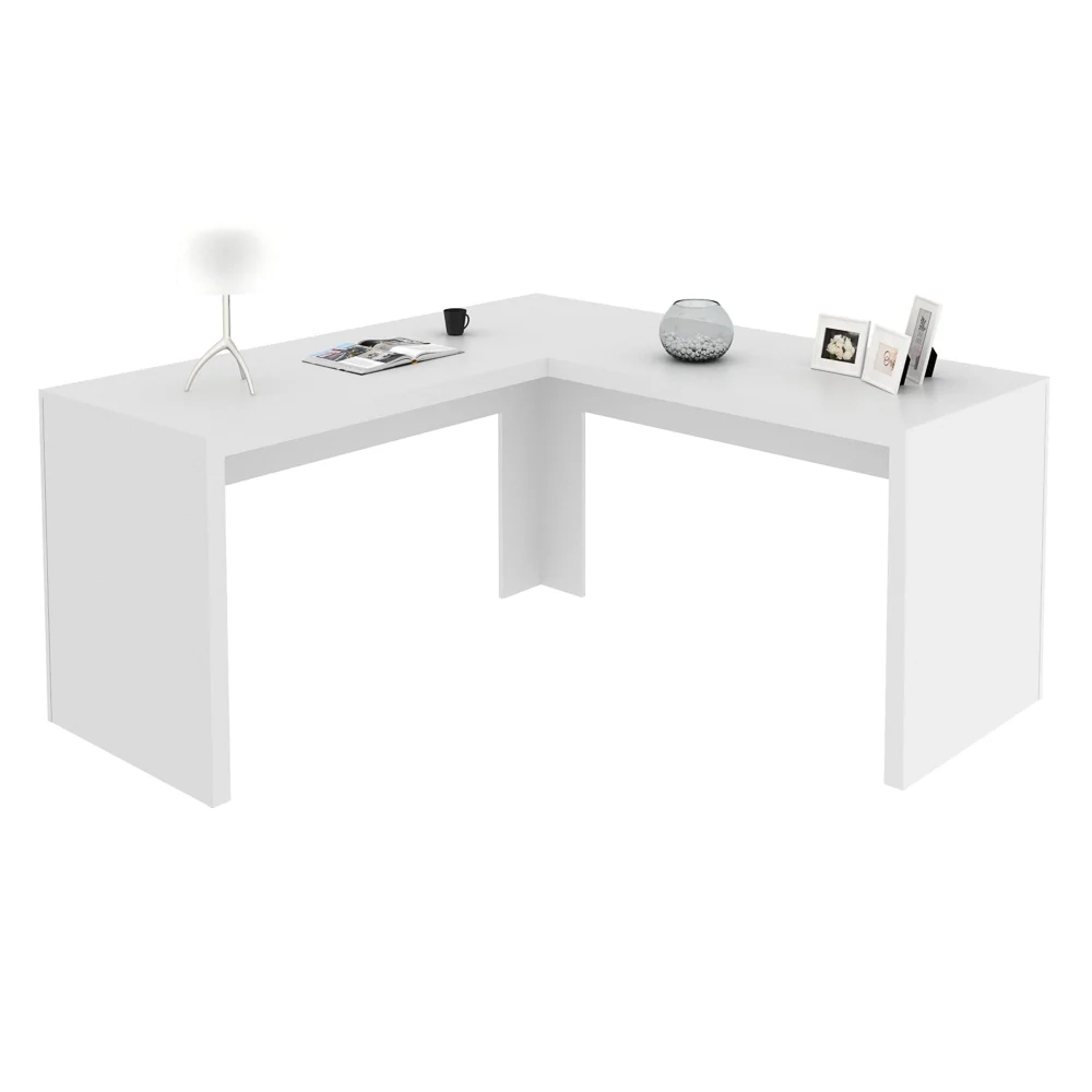 Mesa em L 157cm Home Office ME4116 Branco     - Tecno Mobili