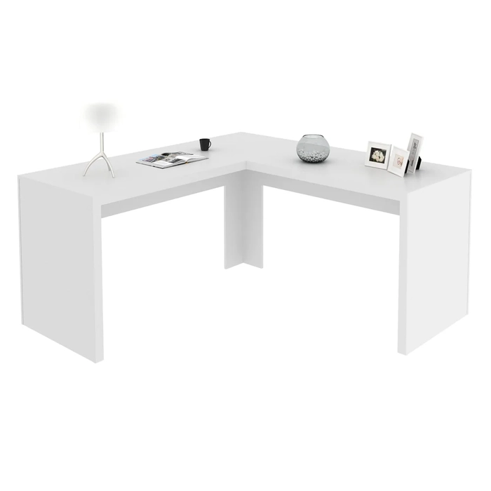 Mesa em L 157cm Home Office ME4116 Branco     - Tecno Mobili