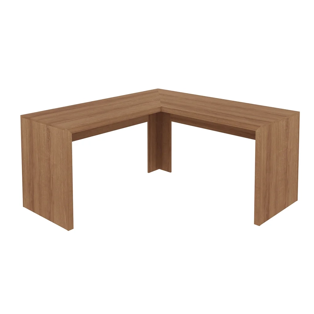 Armário em L 68cm Escritório 4 Prateleiras Amendoa - Tecno Mobili