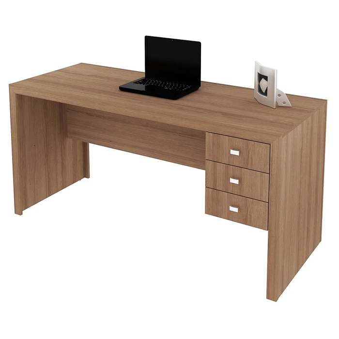 Mesa com 03 Gavetas para Home Office ME4113 Amendoa - Tecno Mobili