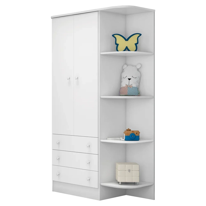 Guarda Roupa Infantil 2 Portas Doce Sonho Branco - Qmovi