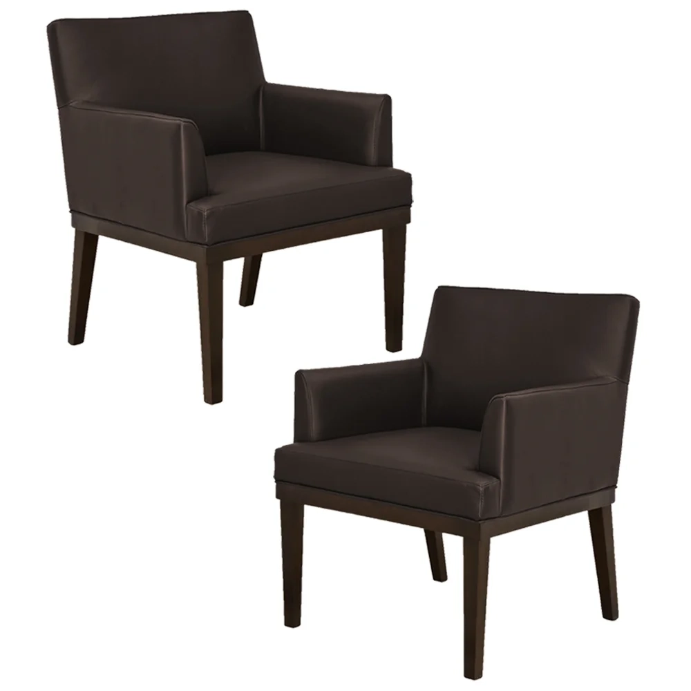 Kit 02 Poltronas Decorativas Vitória W01 Corano Marrom Escuro - Mpozenato