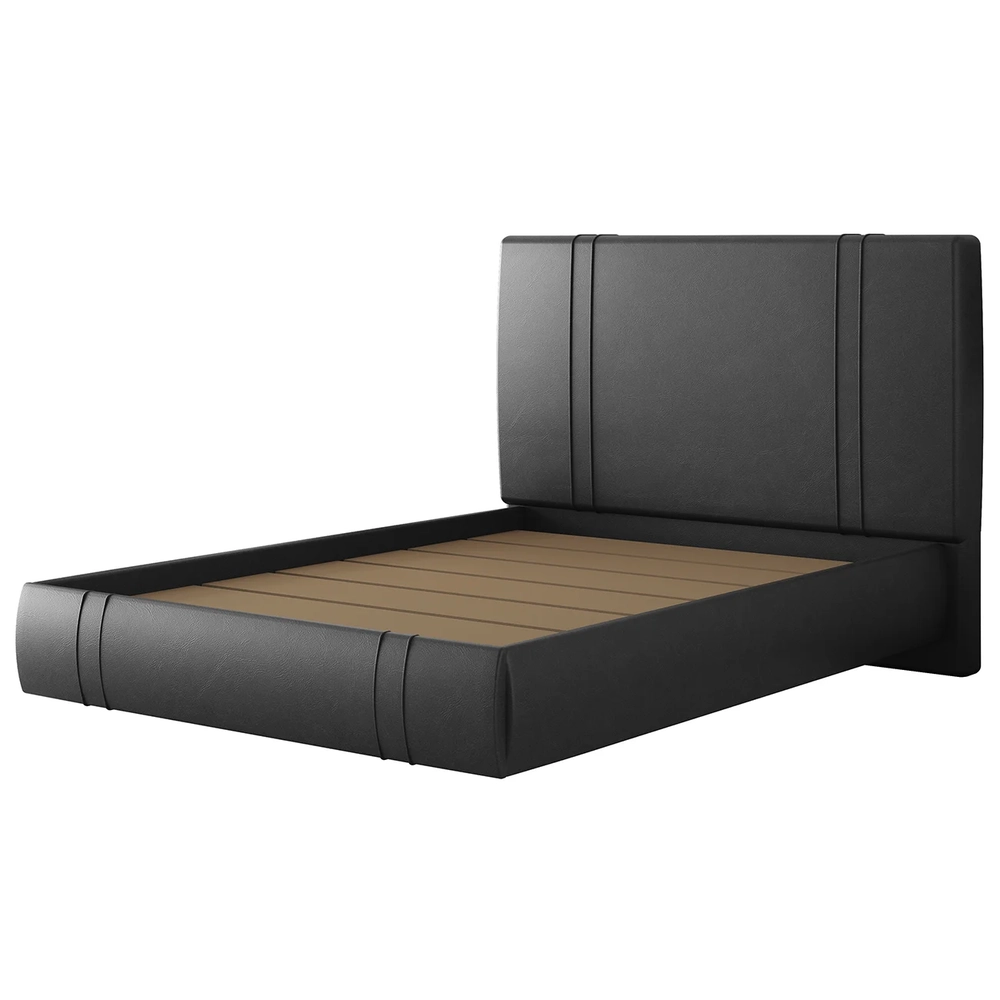 Cama Casal Flutuante Com Cabeceira 140cm Lyra Sintético Preto S05 - Mpozenato