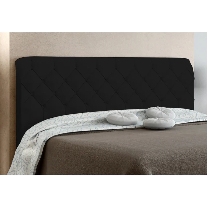 Cabeceira Cama Box Casal Queen 160cm Paris Veludo Preto - JS Móveis