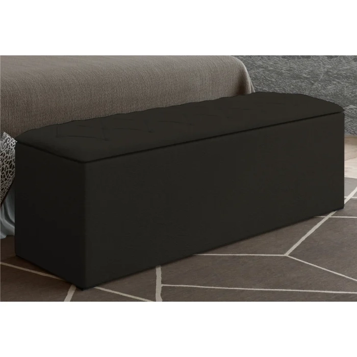 Calçadeira Baú Casal 140cm Paris Veludo Chocolate - JS Móveis