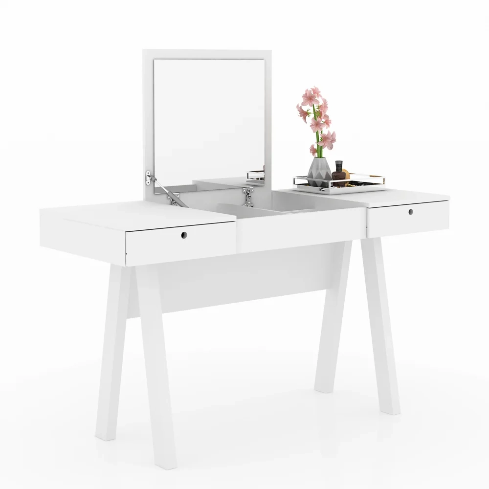 Penteadeira com Espelho e 02 Gavetas PE2002 Branco - Tecno Mobili