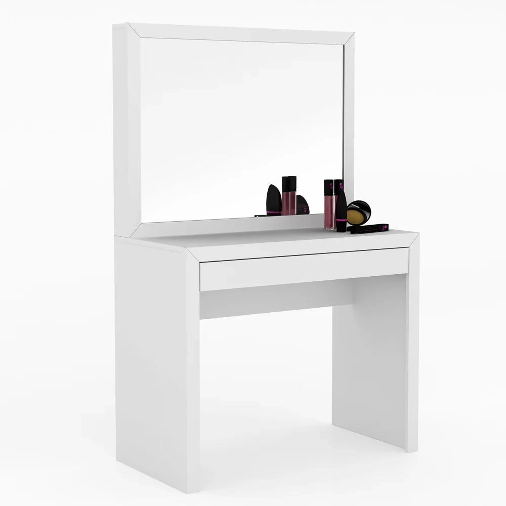 Penteadeira com Espelho e 01 Gaveta PE2000 Branco - Tecno Mobili