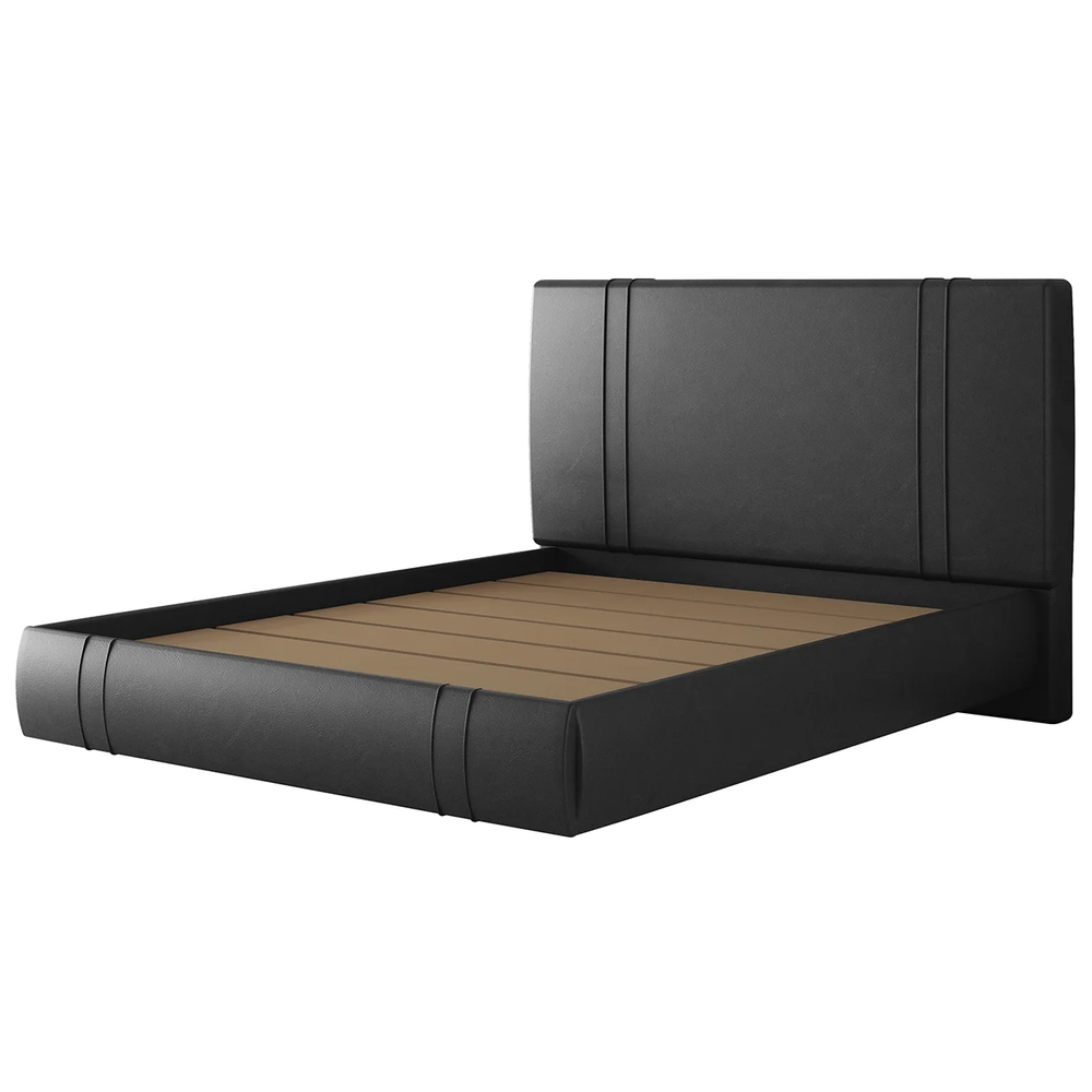 Cama Queen Flutuante Com Cabeceira 160cm Lyra Sintético Preto S05 - Mpozenato