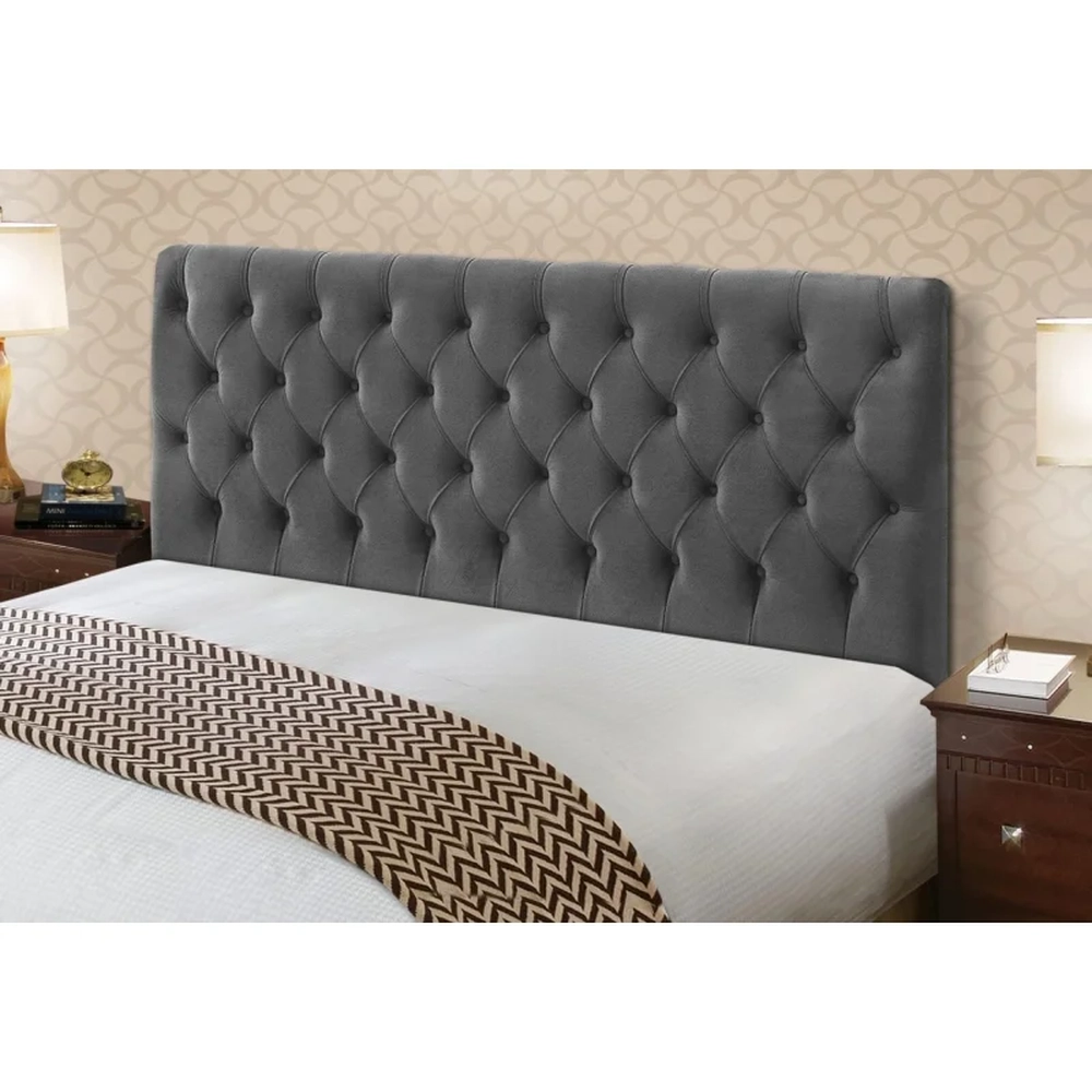 Cabeceira Cama Box Casal Queen 160cm Cristal Veludo Cinza - MV Estofados