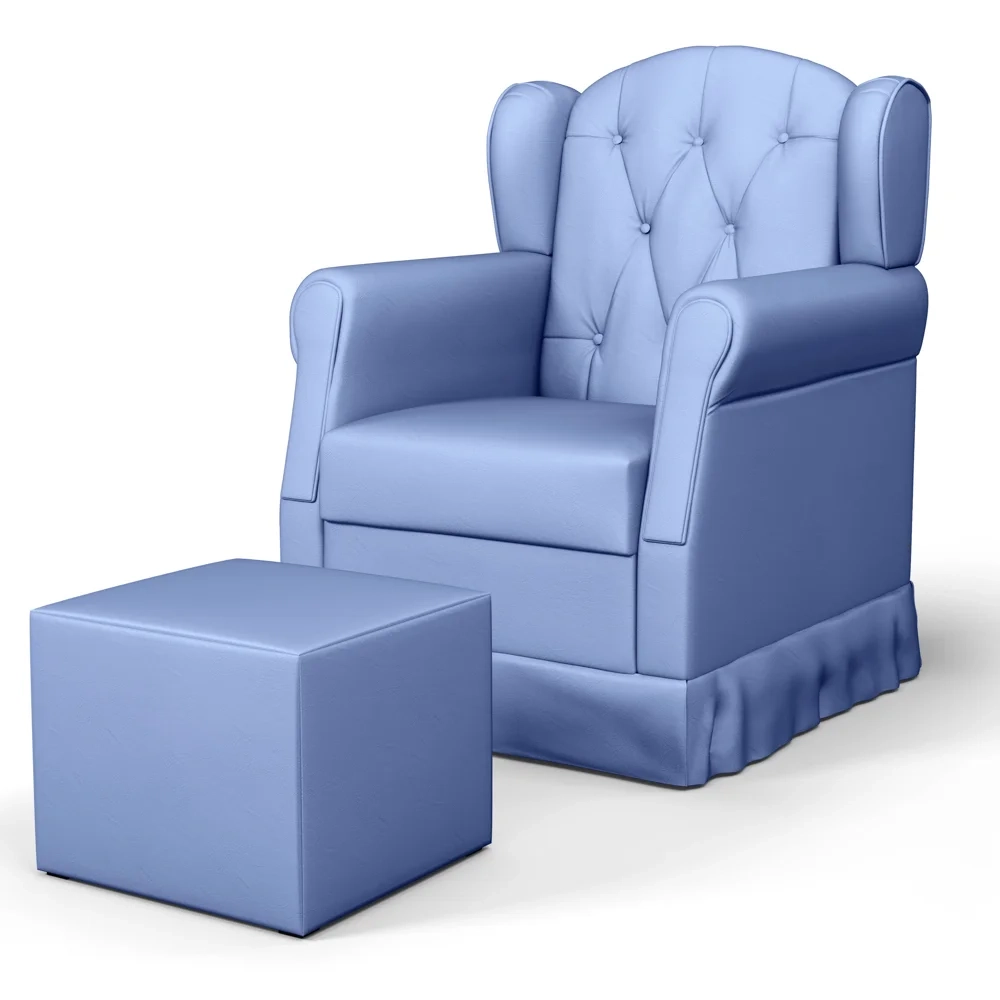 Poltrona de Amamentação Balanço e Puff Letícia Azul Bebê - Phoenix