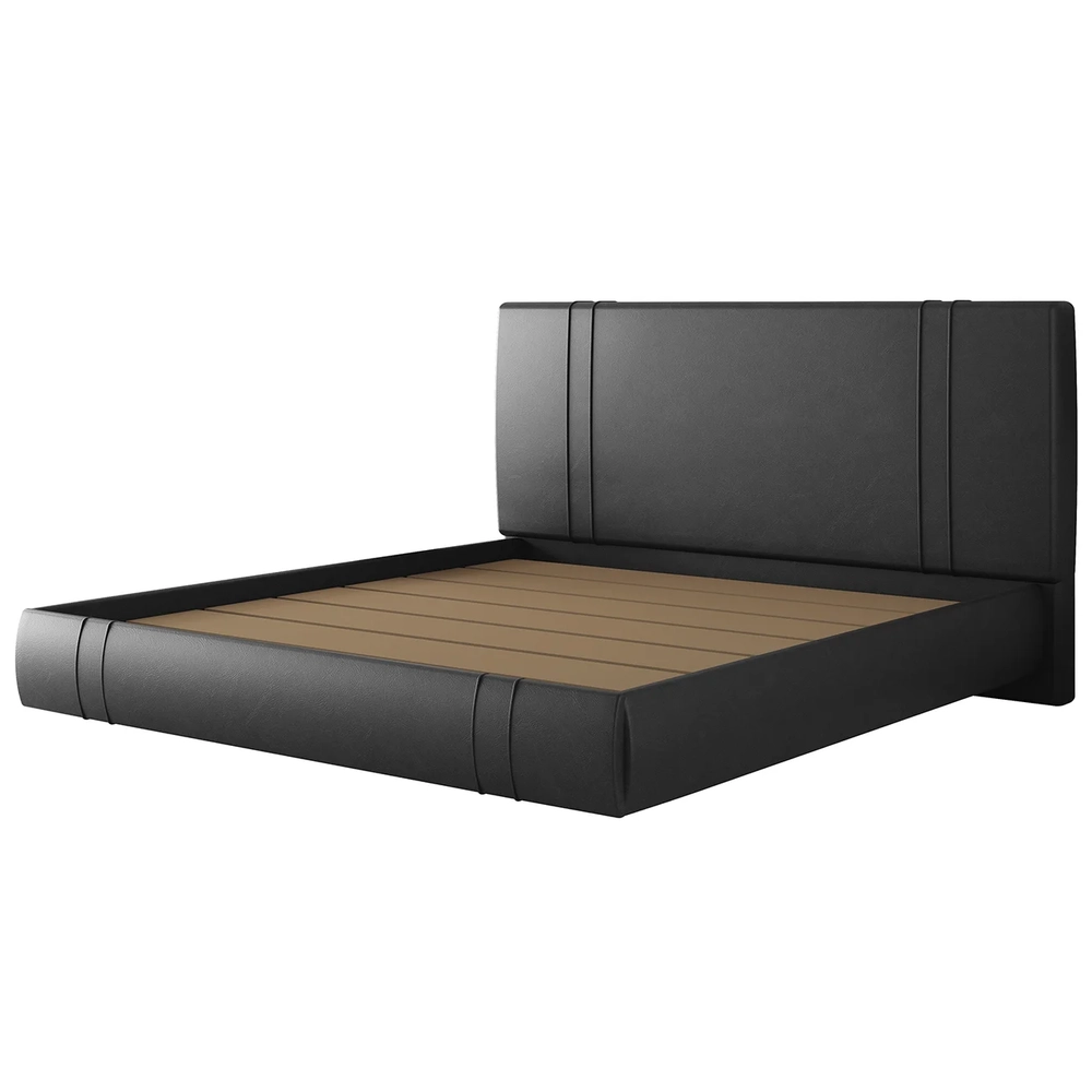 Cama King Flutuante Com Cabeceira 195cm Lyra Sintético Preto S05 - Mpozenato