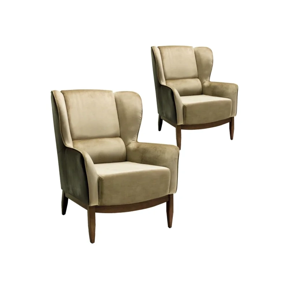 Kit 2 Poltronas Decorativas Base Madeira Milena Composê B-98/C-68 - Domi