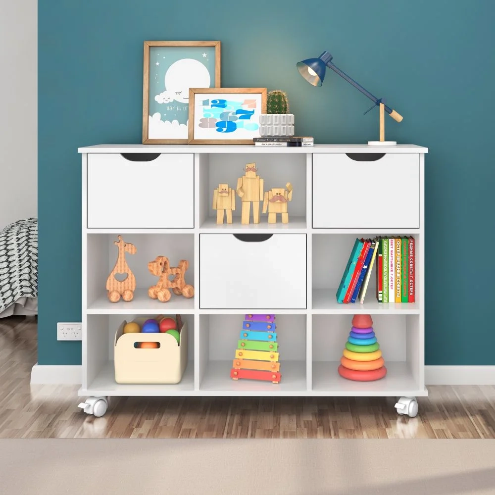 Nicho Organizador 3 Gavetas com Rodízios Branco - Qmovi