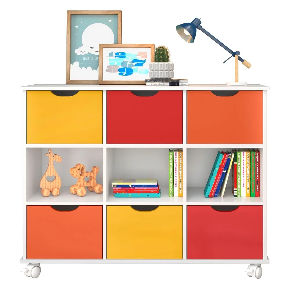 Nicho Organizador 6 Gavetas com Rodízios Branco/Colorido - Qmovi