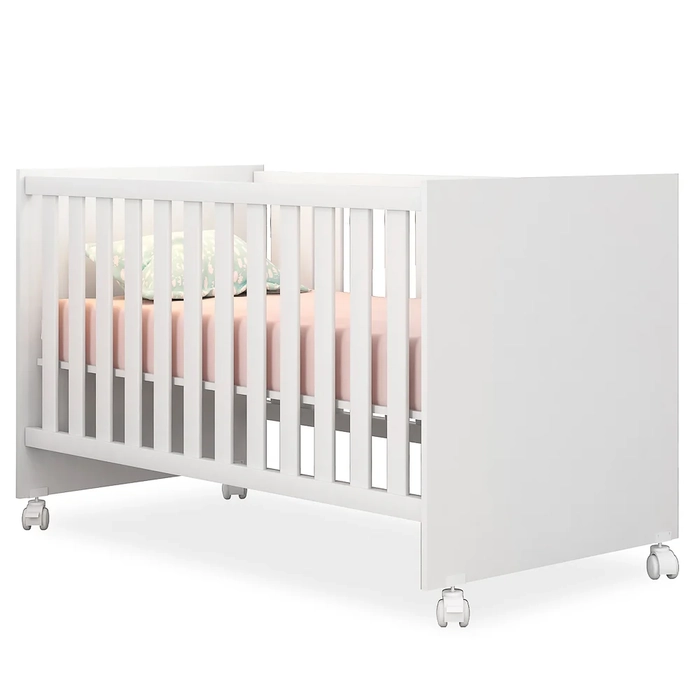 Berço Americano Mini Cama Com Rodízios Doce Sonho Branco - Qmovi
