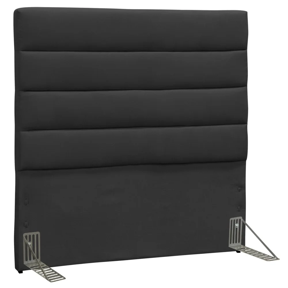 Cabeceira Solteiro 90cm Greta Suede Liso Preto Z51 - Mpozenato