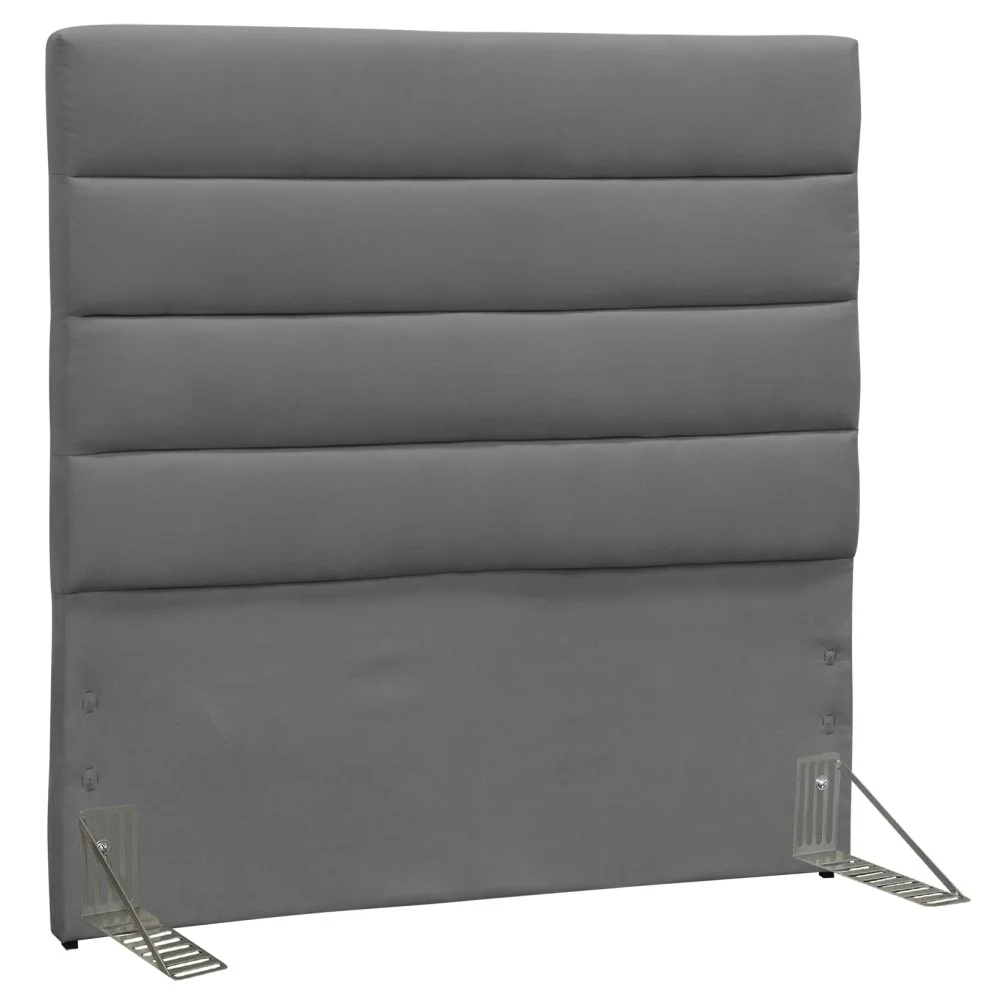 Cabeceira Solteiro 90cm Greta Suede Liso Cinza Z51 - Mpozenato
