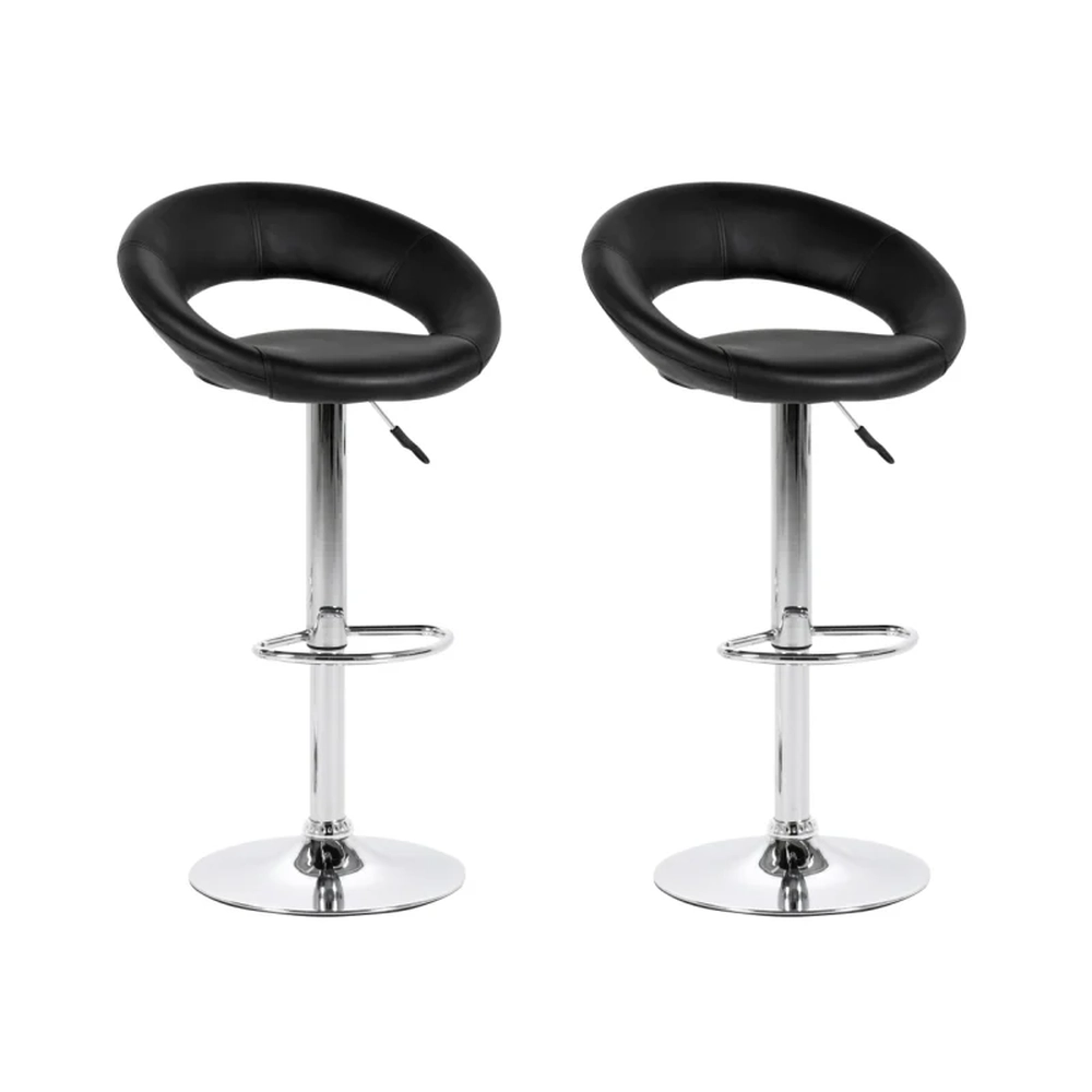 Banquetas Salão Estofadas Lux Regulagem Kit 2 Preto -  Facthus