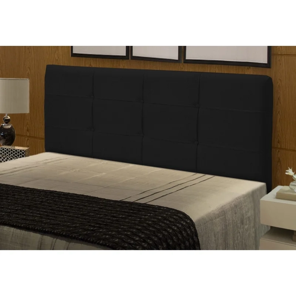 Cabeceira Casal Cama Box 140cm London Veludo Preto - JS Móveis