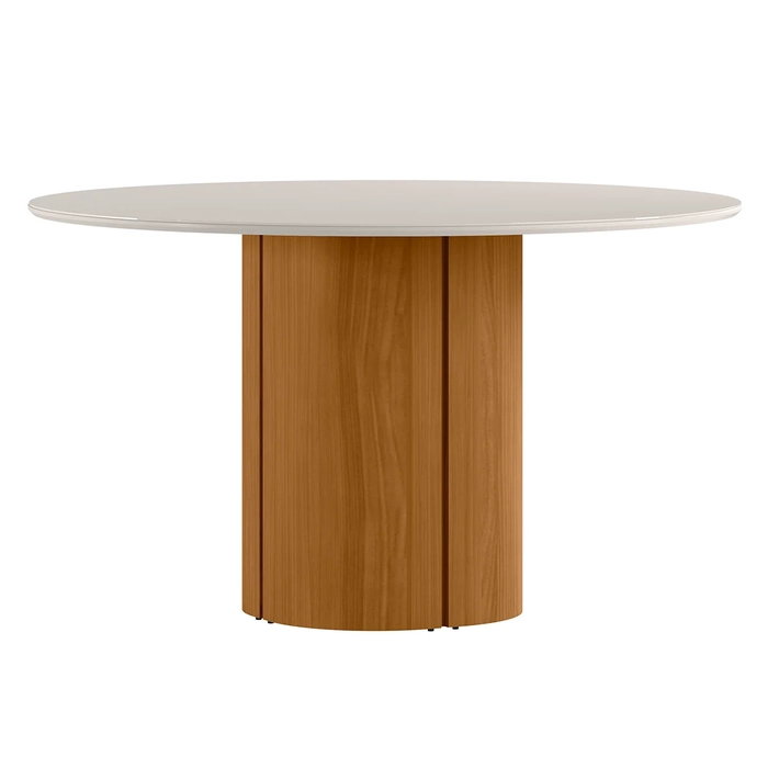 Mesa de Jantar Redonda 135cm 6 Lugares Flex Zuni Ypê/Off N02 - Mpozenato - Mpozenato
