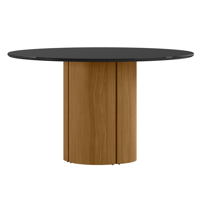 Mesa de Jantar Redonda 135cm 6 Lugares Flex Zuni Ypê/Preto N02 - Mpozenato