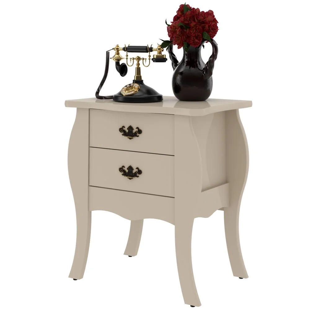 Mesa de Cabeceira 2 gavetas Bombe Premier Off White - Patrimar