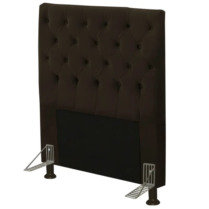 Cabeceira Cama Box Solteiro 90cm Cristal Veludo Chocolate - MV Estofados