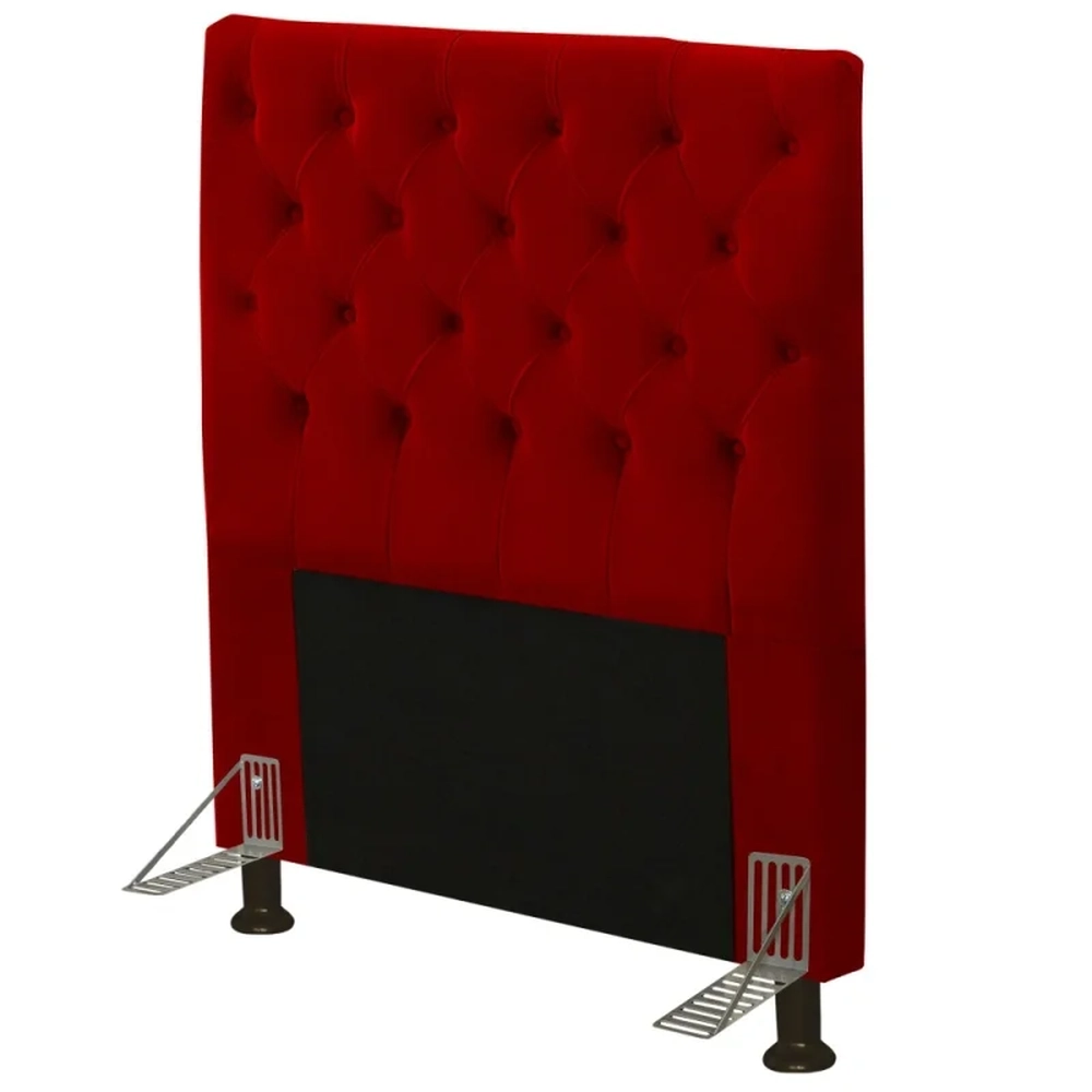 Cabeceira Cama Box Solteiro 90cm Cristal Veludo Vermelho - MV Estofados