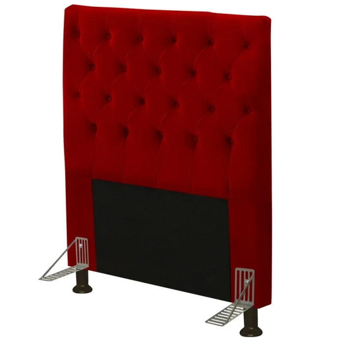 Cabeceira Cama Box Solteiro 90cm Cristal Veludo Vermelho - MV Estofados