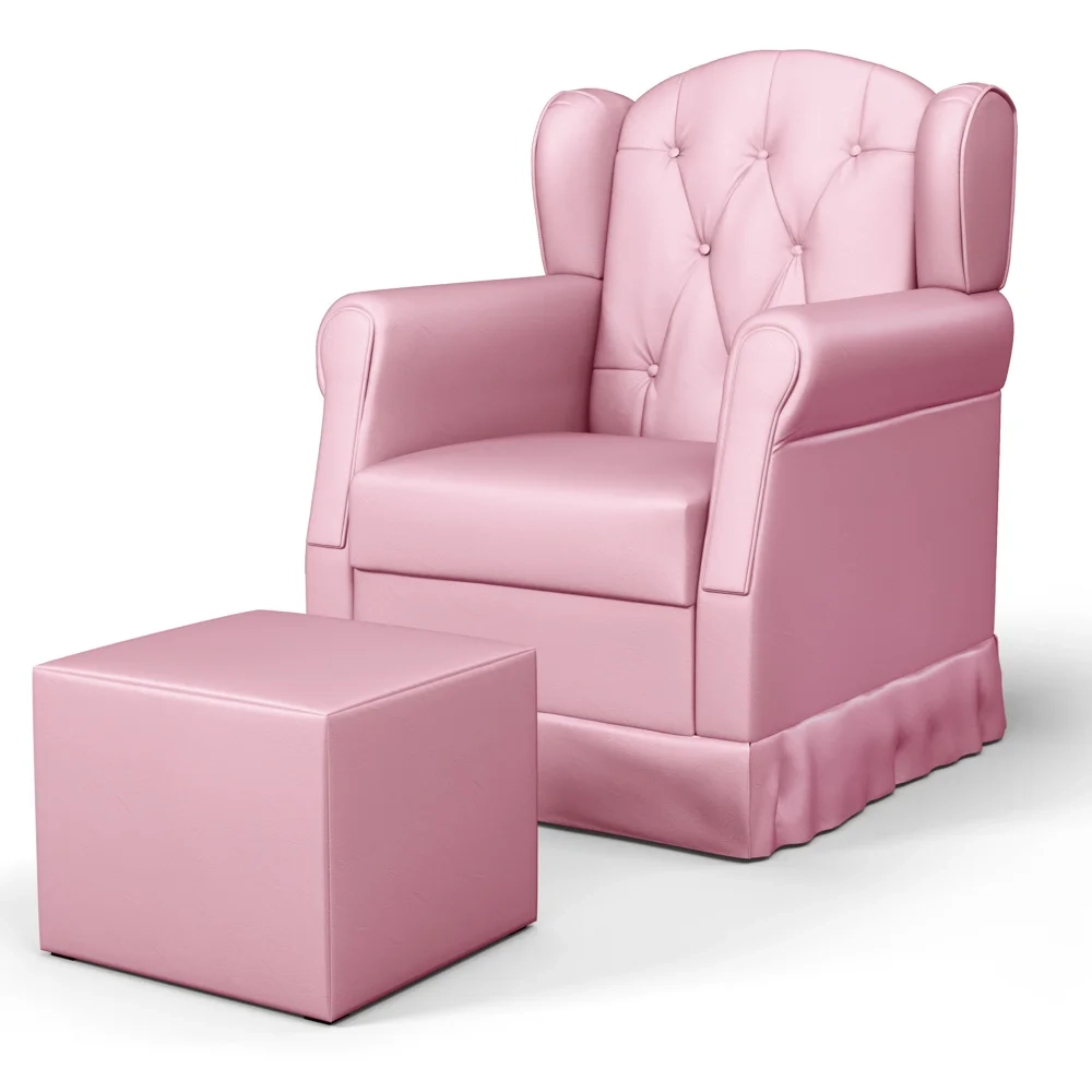 Poltrona de Amamentação Balanço e Puff Letícia Rosa - Phoenix