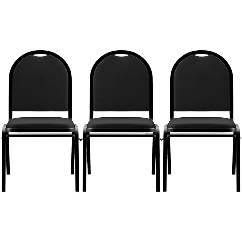 Kit 3 Cadeiras Hoteleiras Auditório Empilhável Sintético Z33 Preto - Mpozenato
