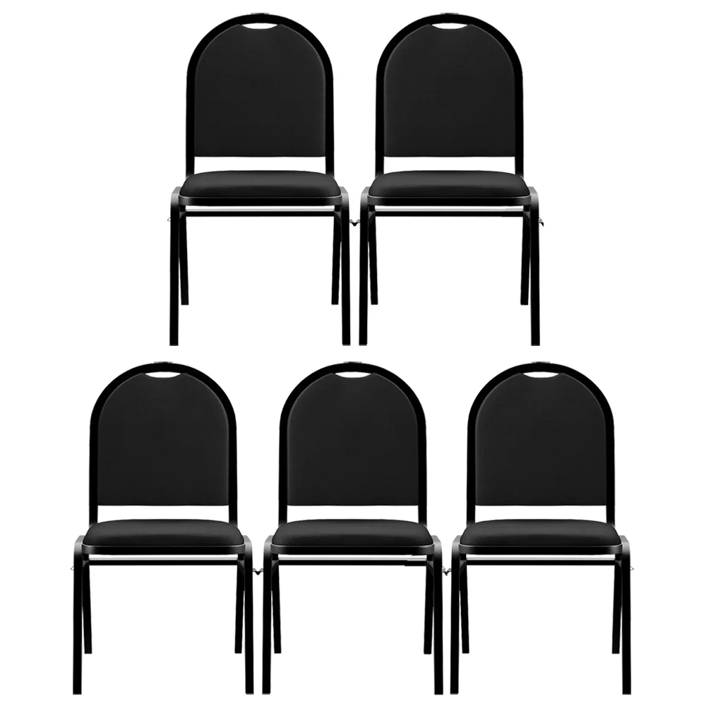 Kit 5 Cadeiras Hoteleiras Auditório Empilhável Sintético Z33 Preto - Mpozenato