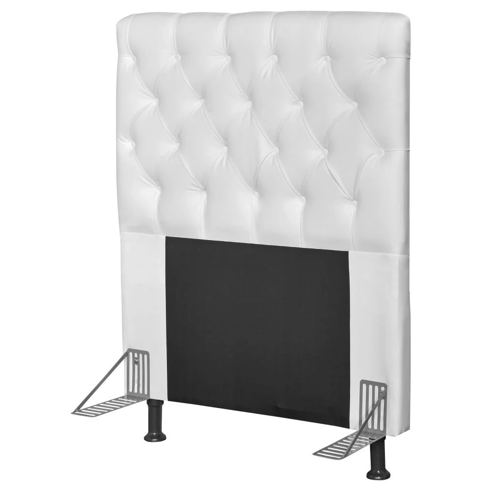 Cabeceira Cama Box Solteiro 90cm Cristal Sintético Branco - MV Estofados