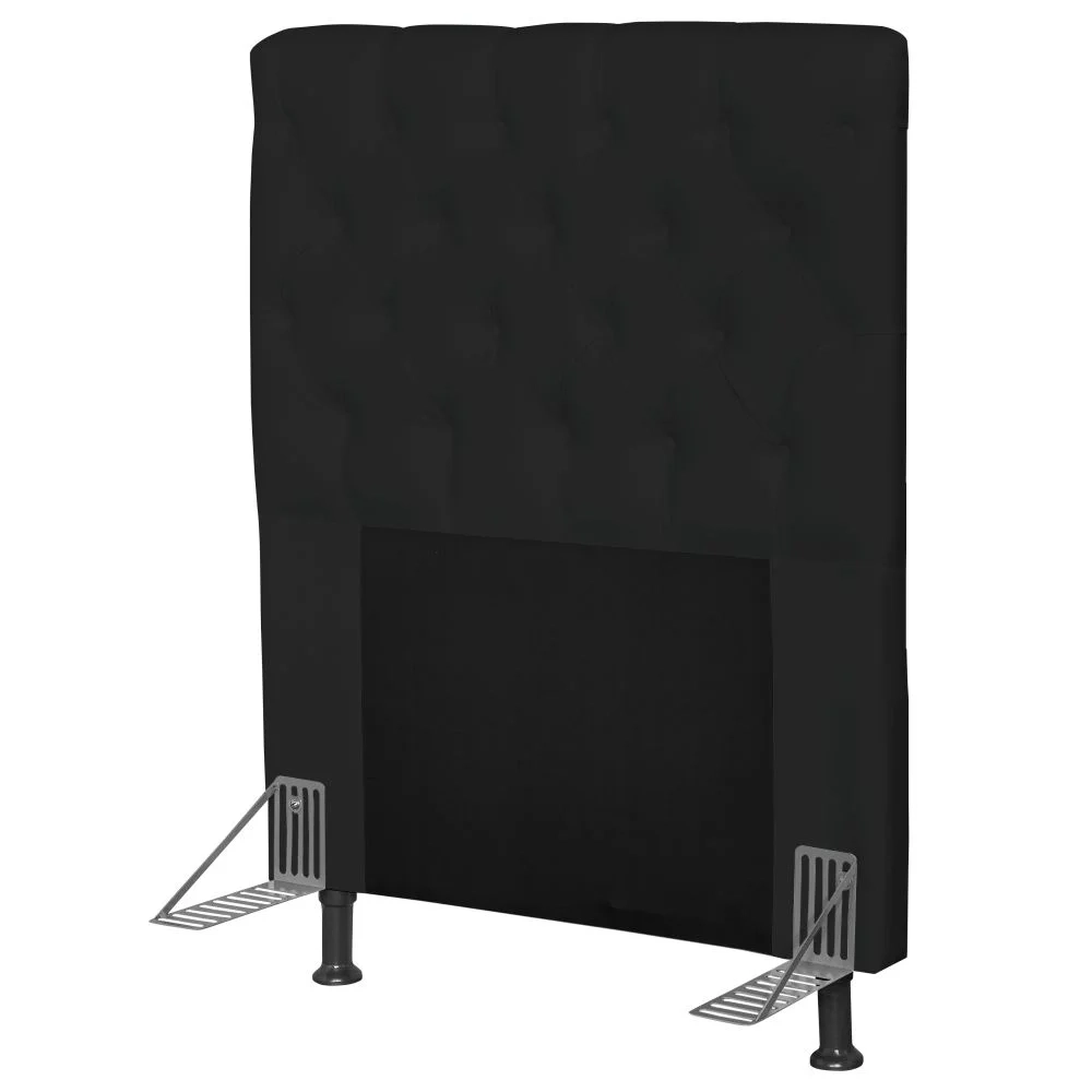 Cabeceira Cama Box Solteiro 90cm Cristal Sintético Preto - MV Estofados