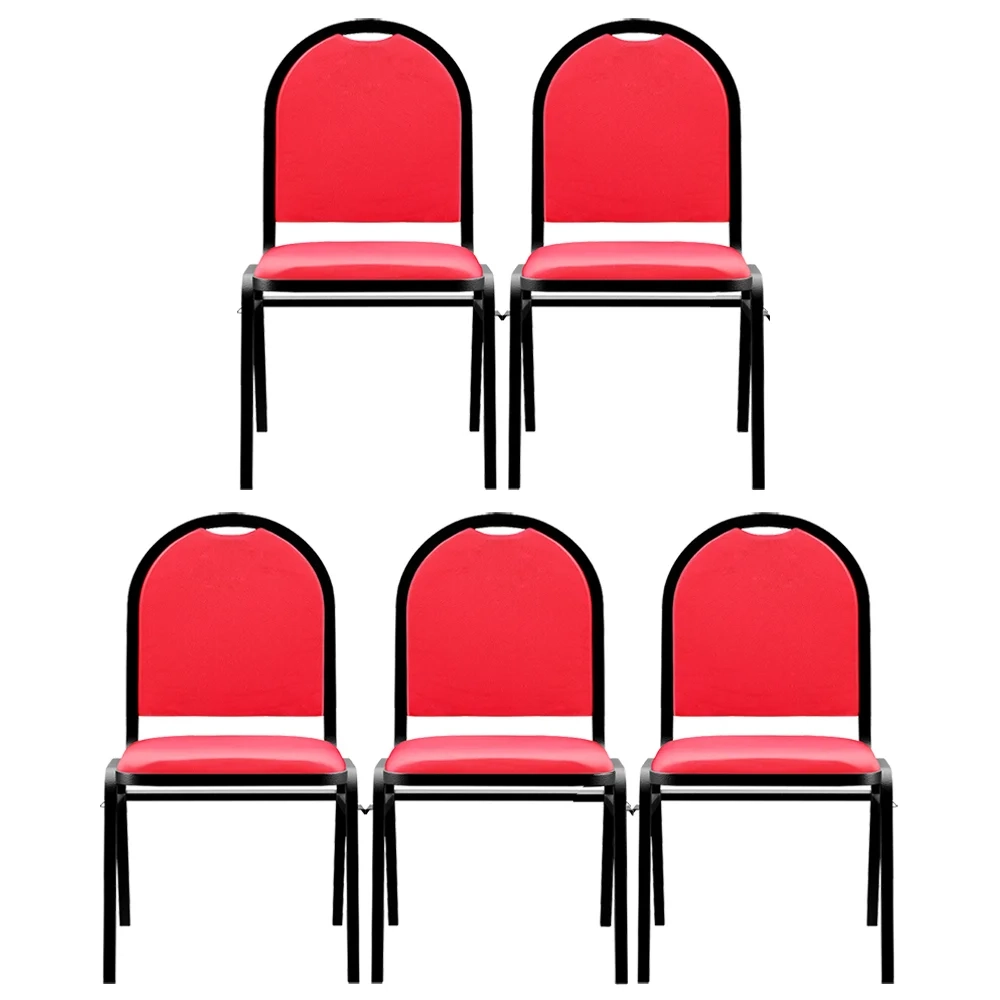 Kit 5 Cadeiras Hoteleiras Auditório Empilhável Sintético Z33 Vermelho - Mpozenato