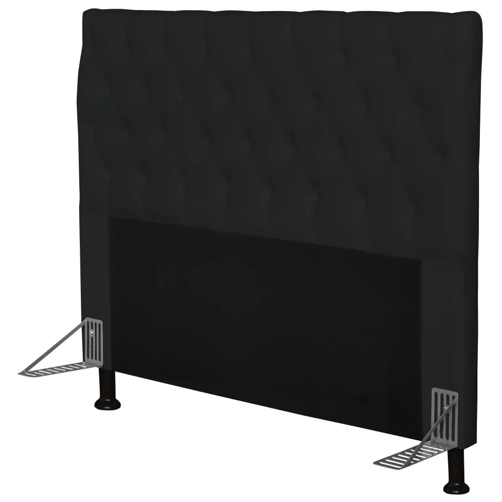 Cabeceira Cama Box Casal Queen 160cm Cristal Sintético Preto - MV Estofados