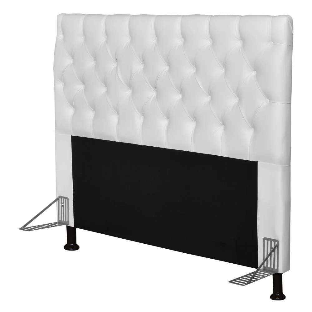 Cabeceira Cama Box Casal 195cm Cristal Sintético Branco - MV Estofados