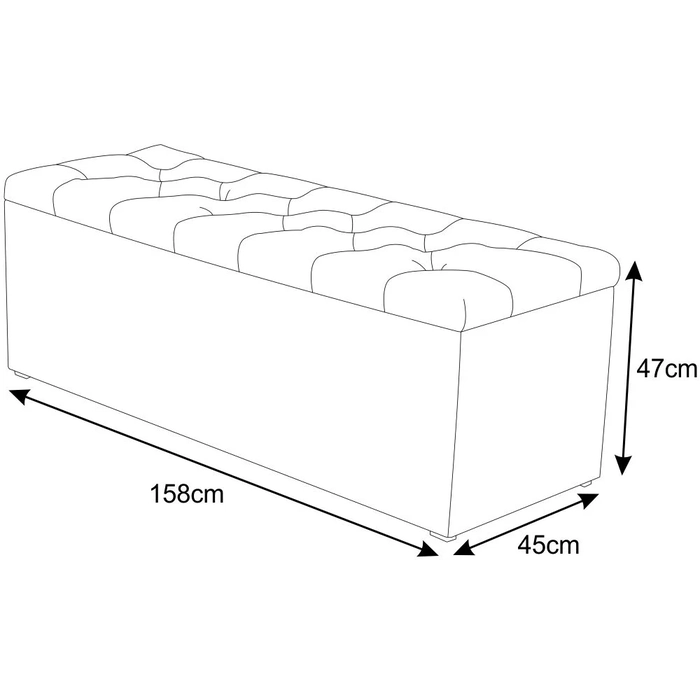 Calçadeira Baú 160 cm Paris Corano Preto - JS Móveis