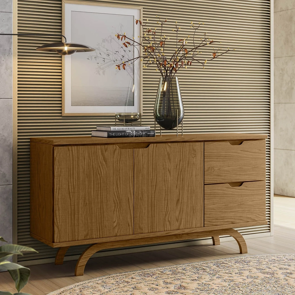 Buffet Aparador Sala de Estar 150cm 2 Portas Vinci Ypê N02  - Mpozenato