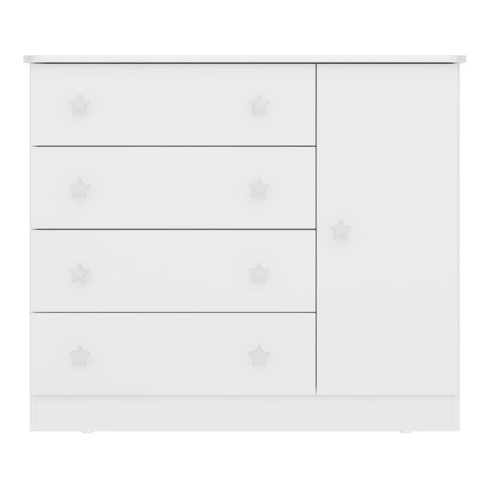 Cômoda Infantil Doce Sonho 1 Porta 4 Gavetas Branco - Qmovi
